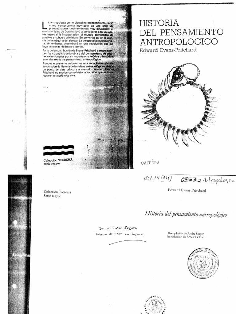 Historia Del Pensamiento Antropológico - Evans Pritchard | PDF