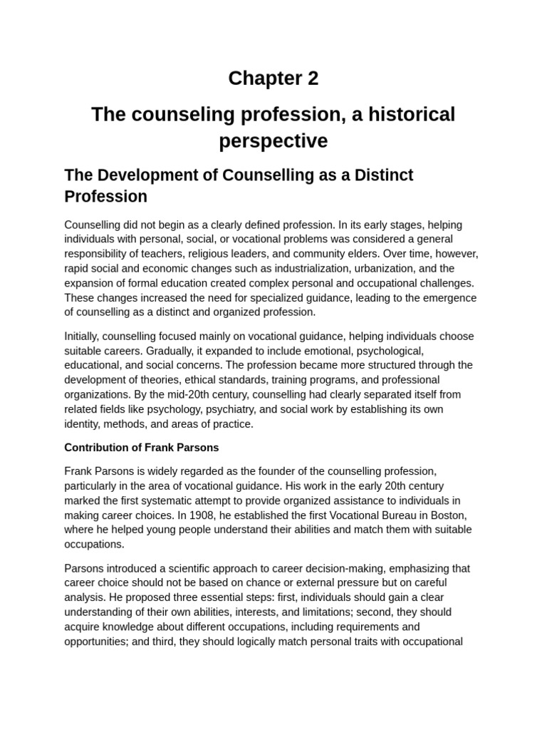 Chapter 2 (The Counseling Profession, A Historical Perspective) | PDF ...