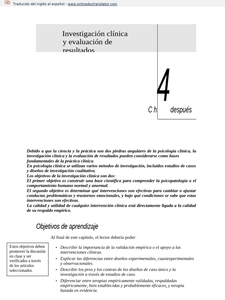 Español Cap 4 Freeman Word | PDF | Experimentar | Sicología