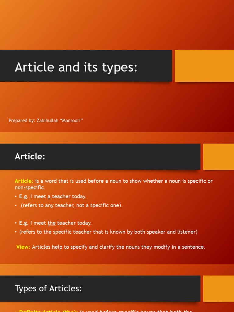 Article and Its Types | PDF