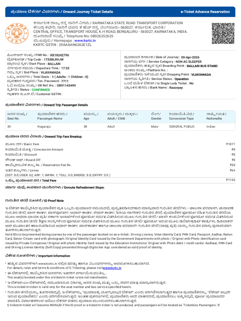 Bellary-Vijayawada-KK18242796 | PDF