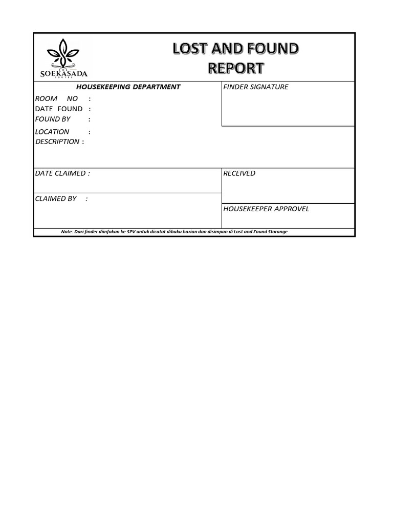 Lost and Found Report (2) | PDF