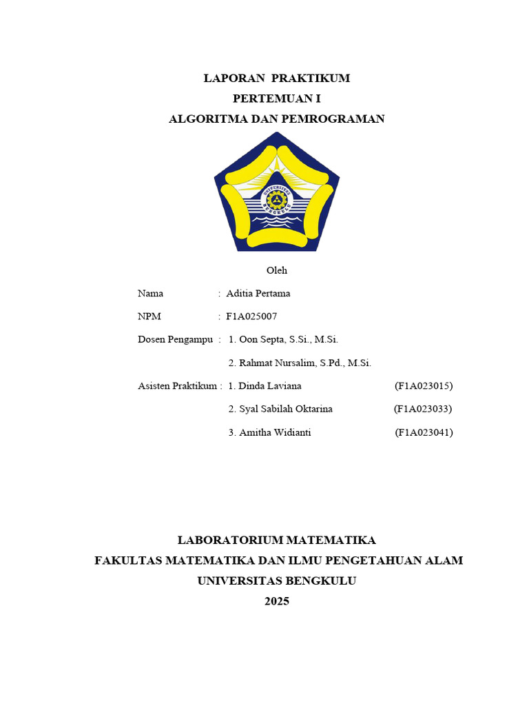Laporan Praktikum Algoritma dan pemrograman | PDF
