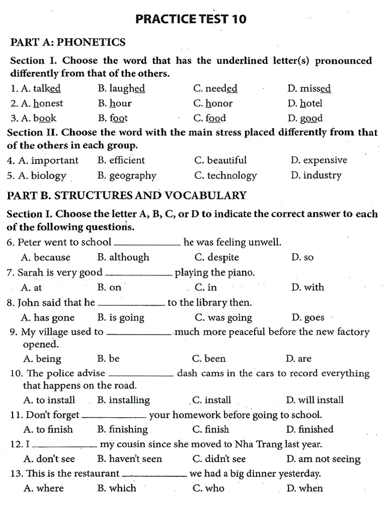 Practice Test 10 | PDF