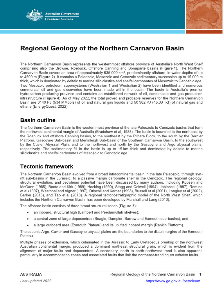 Regional Geology of The Northern Carnarvon Basin - 2022 | PDF | Rift ...