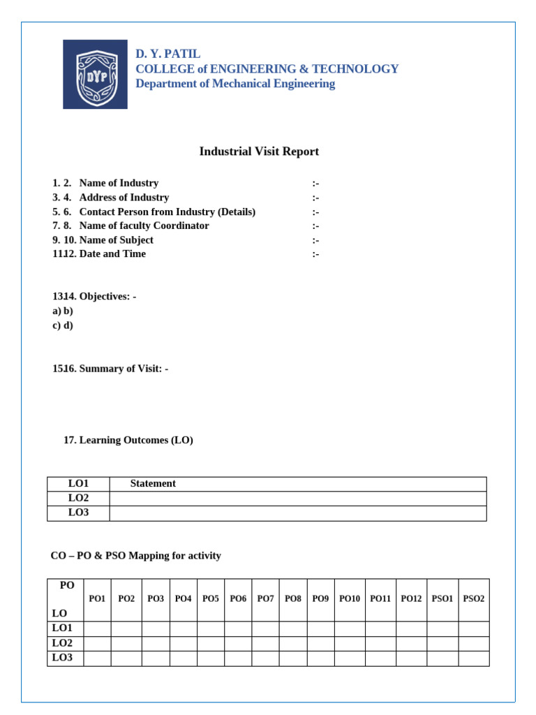 Activity Report for Industrial Visit | PDF