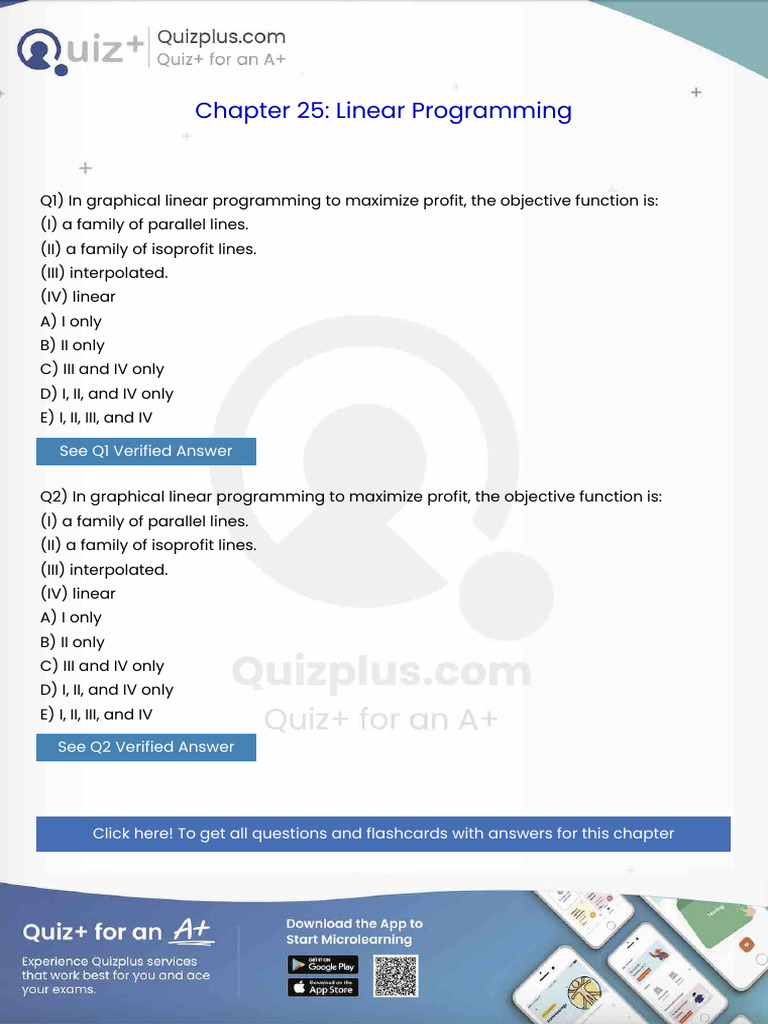 In Graphical Linear Programming to Maximize Profit the Objective ...
