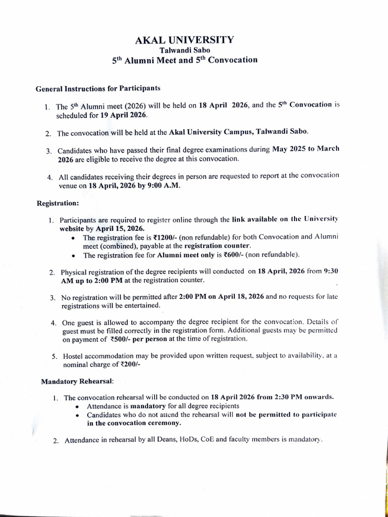 5th Convocation Guidelines AUTS 2026 | PDF | Clothing