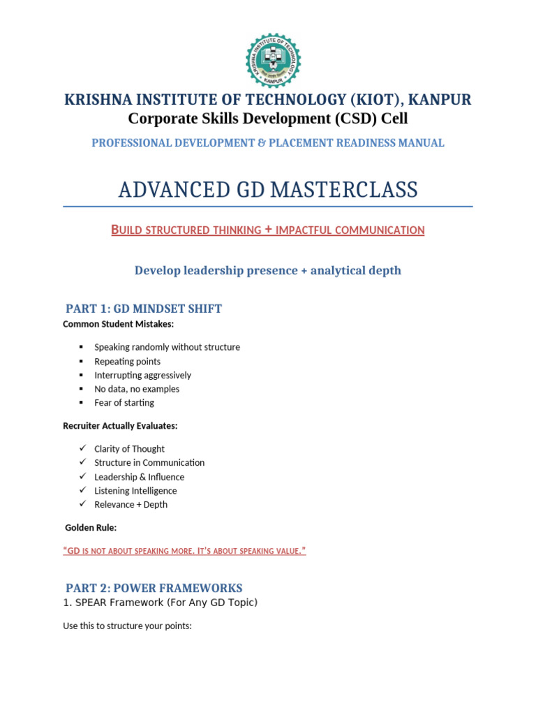 PDP - GD Tools and Techniques Module | PDF | Artificial Intelligence ...