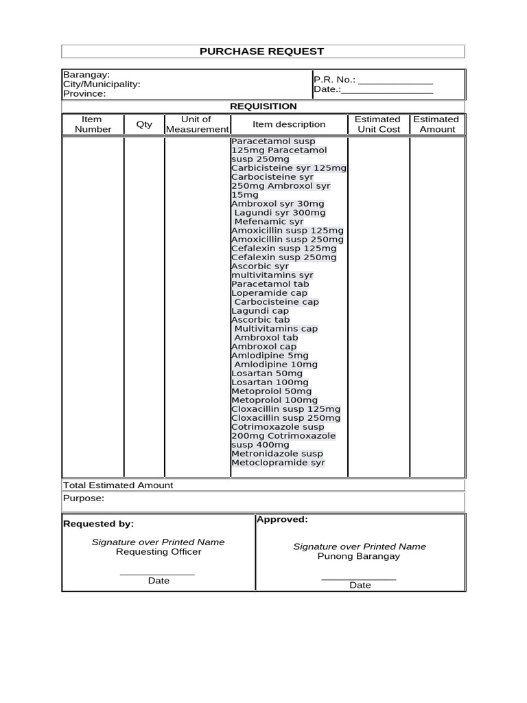 Purchase Request Form | PDF