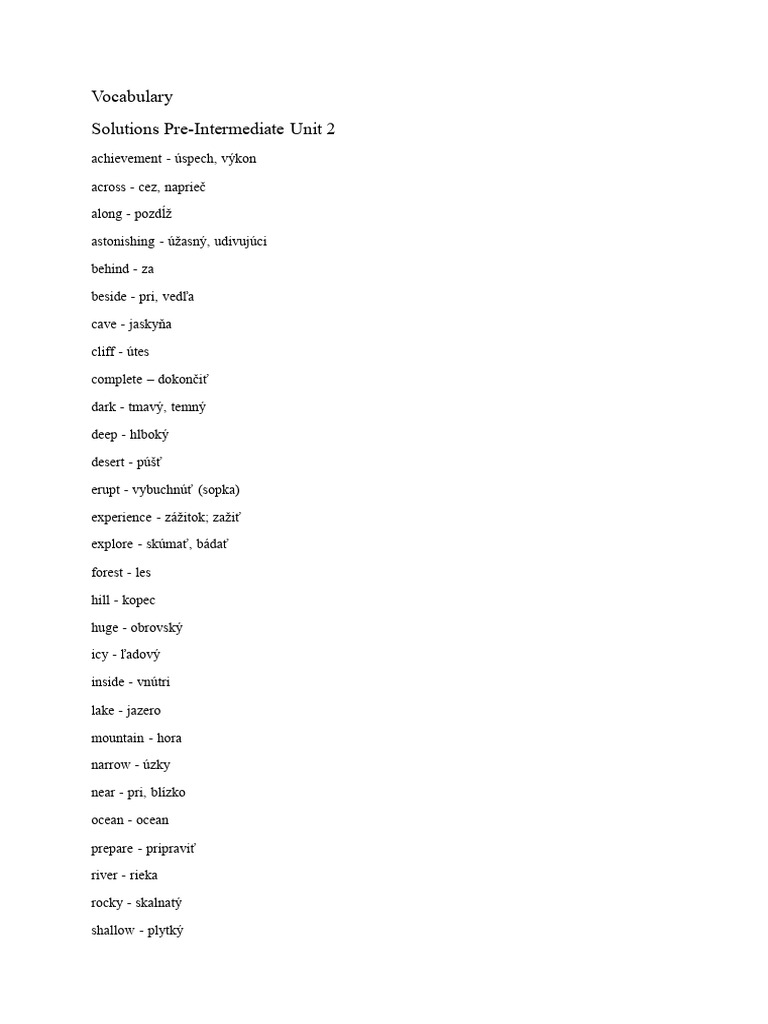 Vocabulary Unit 2 | PDF