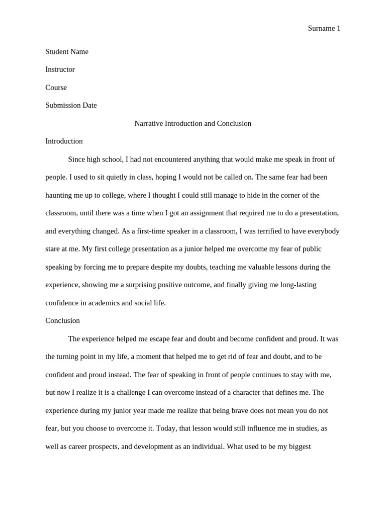 Narrative Introduction and Conclusion | PDF