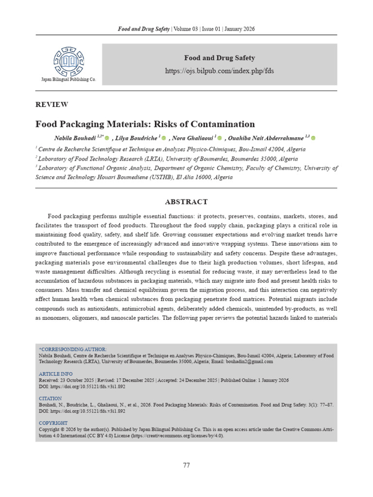 Food Packaging Materials Risks of Contamination | PDF | Aluminium | Glasses