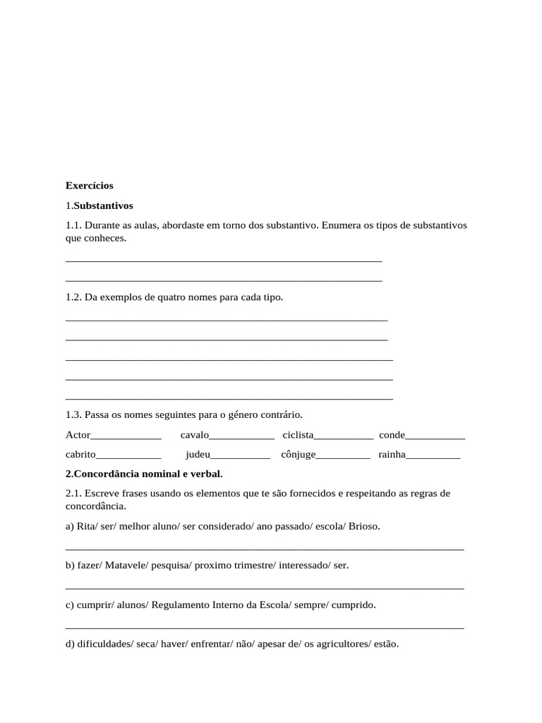 Ficha 8 Classe 1 Tri, 2025 | PDF | Sintaxe | Famílias linguísticas