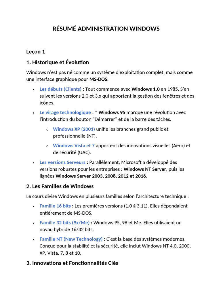 Résumé Administration Windows | PDF | Microsoft Windows | Active Directory