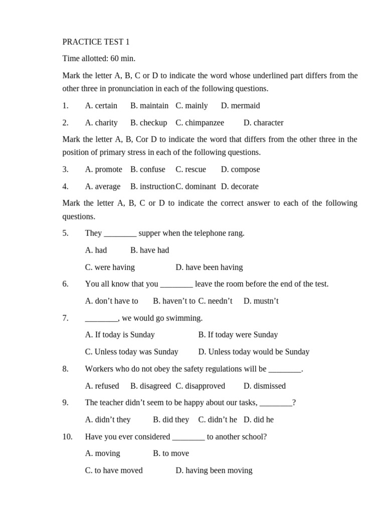 Practice Test 1 | PDF