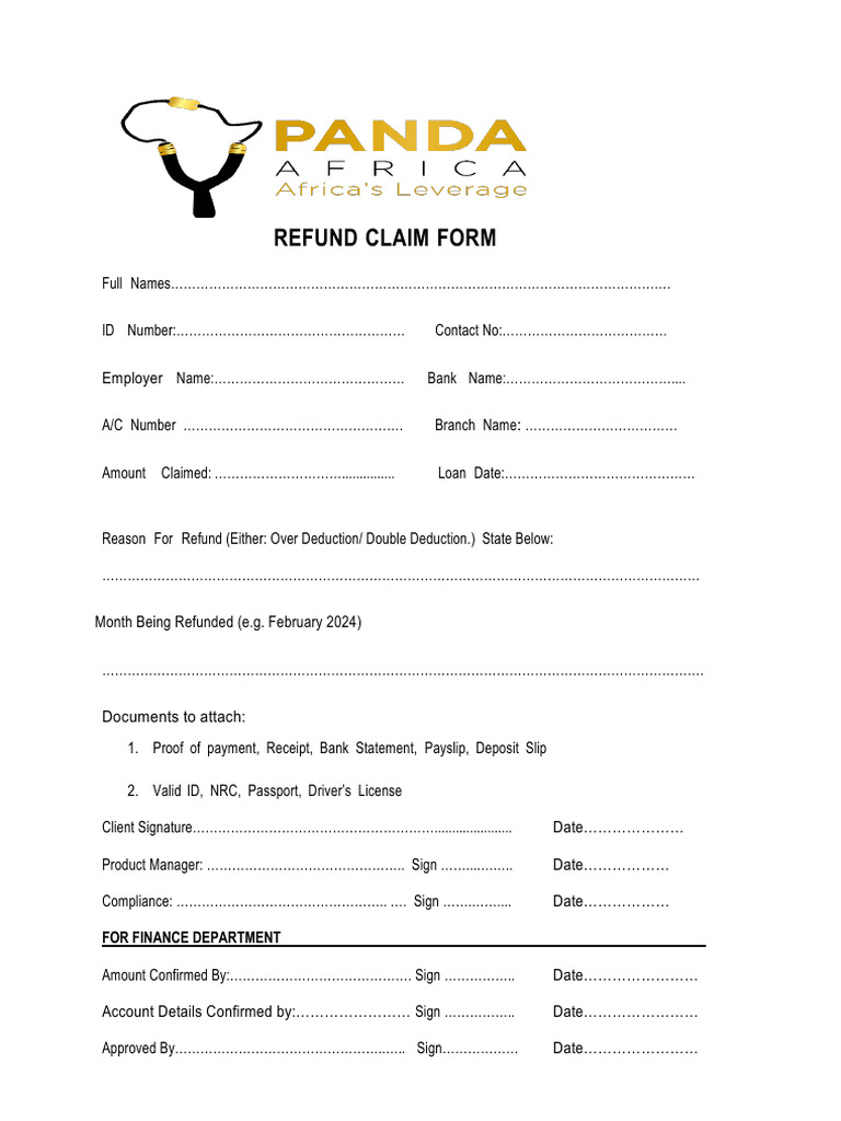 Refund Claim Form Revised | PDF