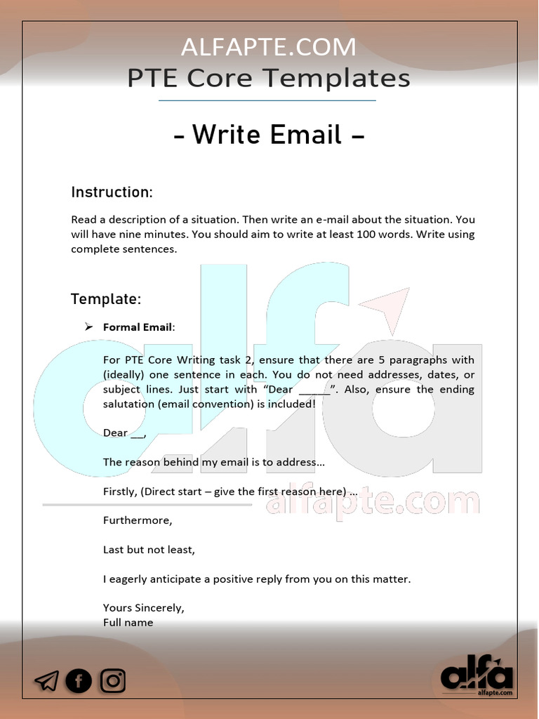 PTE Core Templates: - Write Email | PDF