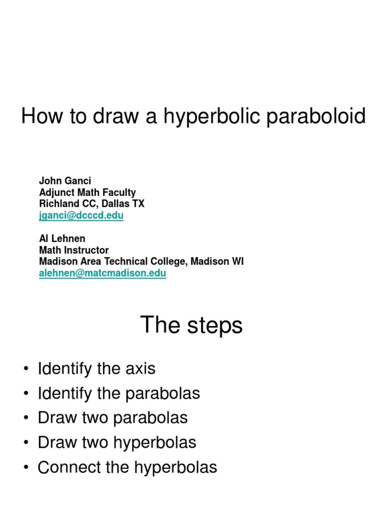 How To Draw A Hyperbolic Paraboloid | PDF | Manifold | Differential ...