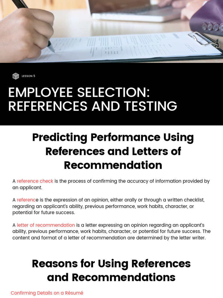 6. Employee Selection References and Testing | PDF | Résumé | Psychology