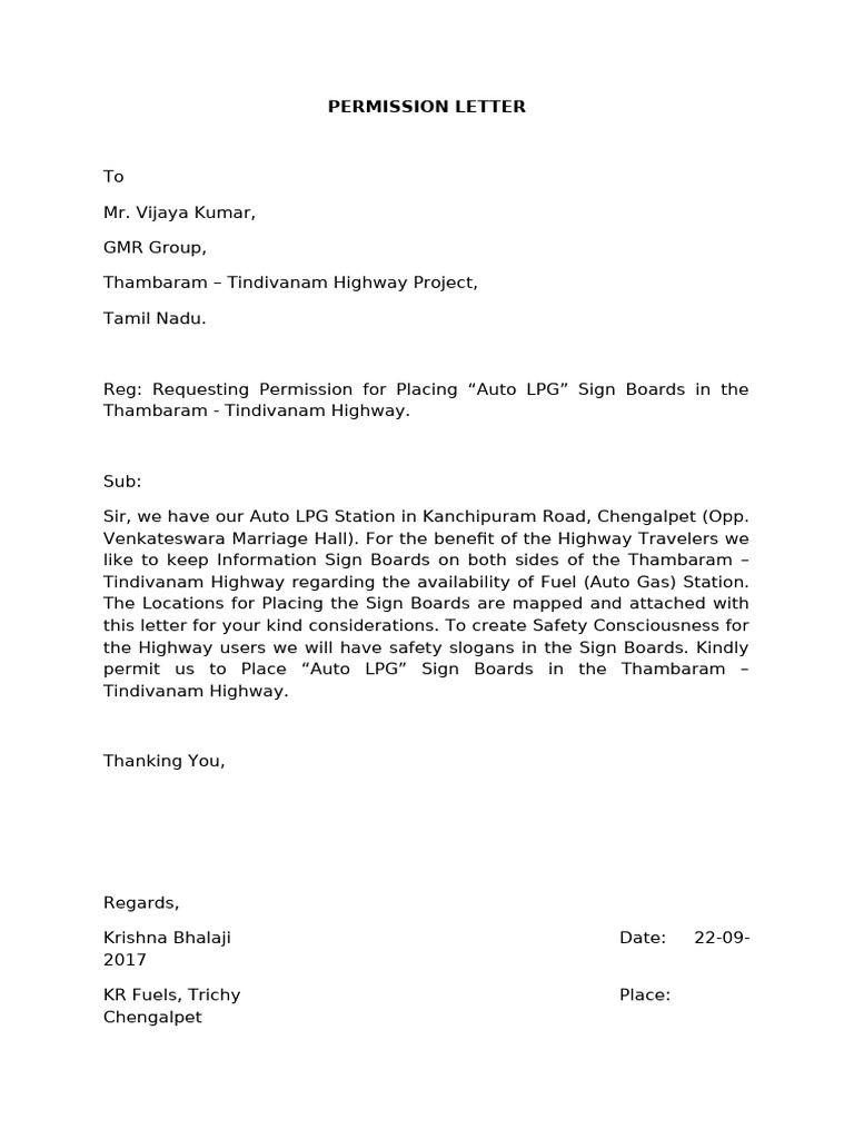 Permission Letter | PDF