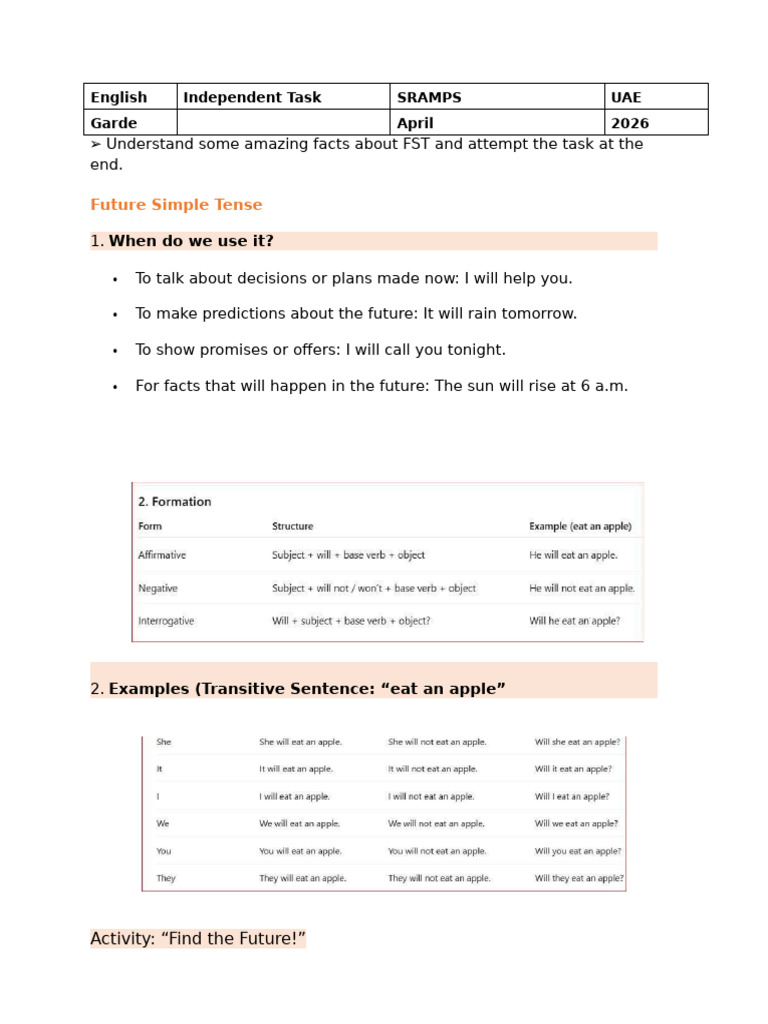 Task-4 Future Simple Active | PDF