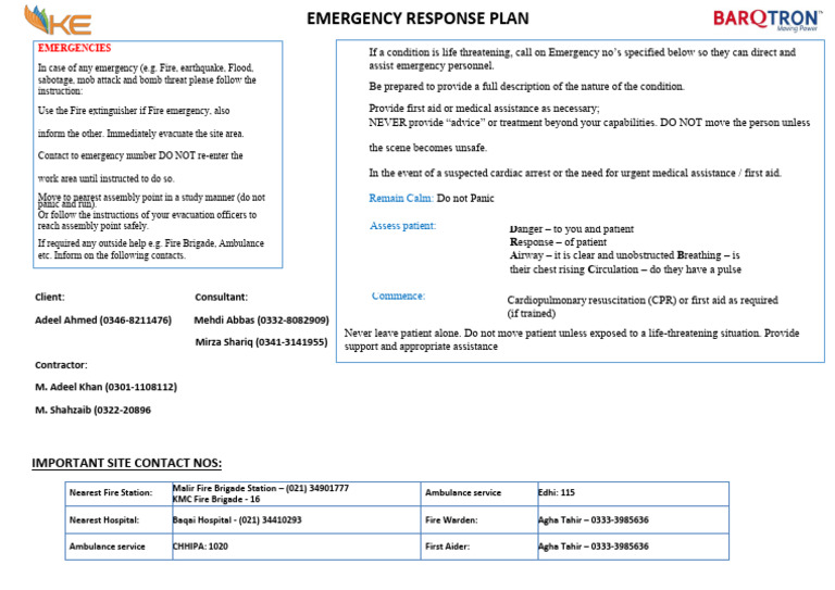 Emergency Response Plan-A6 | PDF | First Aid | Safety