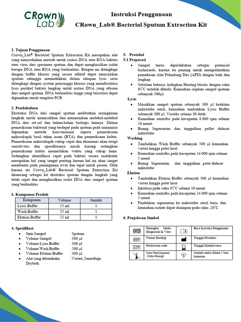 D3 IFU (IND) Bacterial Sputum Extraction Kit | PDF