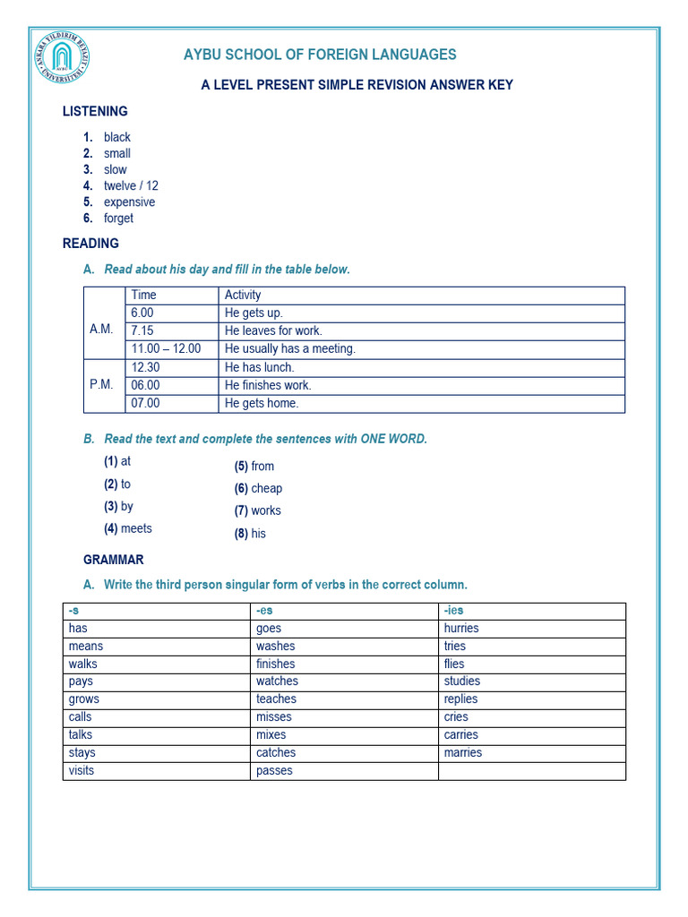 A Level Week 3 Revision Answer Key | PDF | Syntax | Grammar