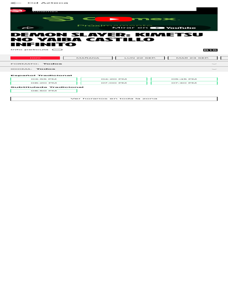 Demon Slayer Kimetsu No Yaiba Castillo Infinito en Cartelera Cinemex | PDF