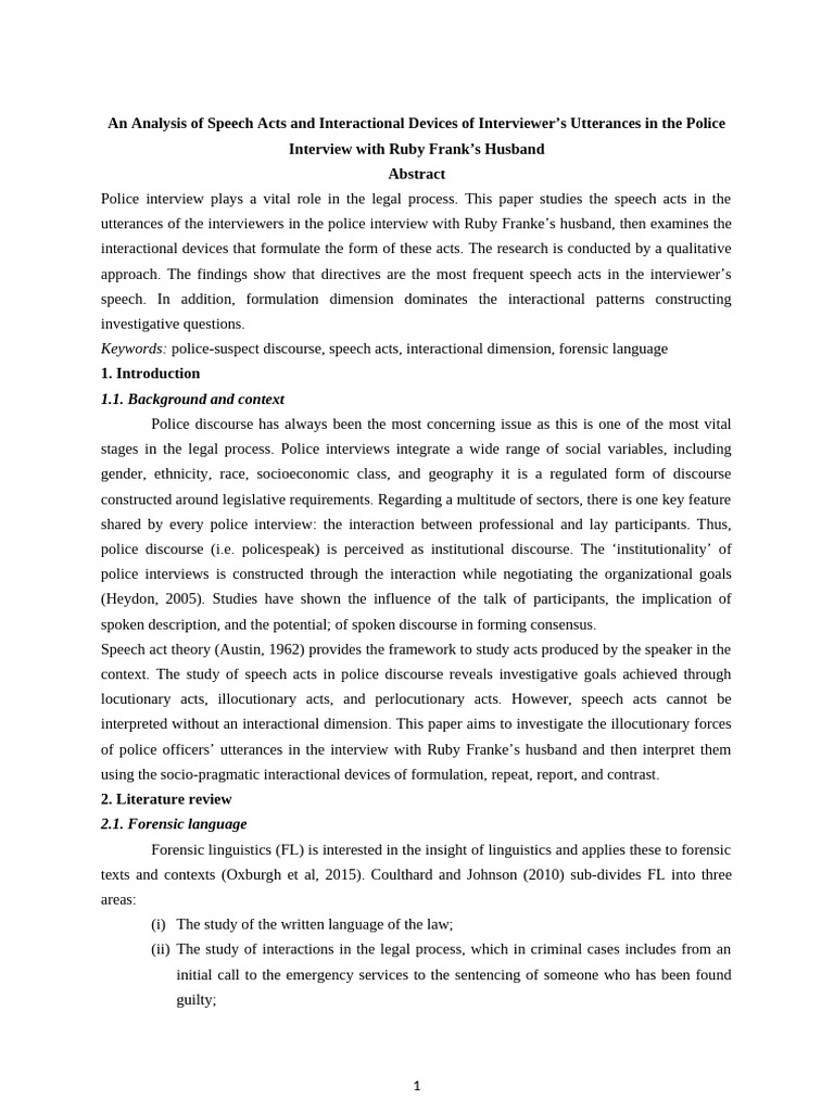 Sample Forensic Ling Paper | PDF | Linguistics | Human Communication