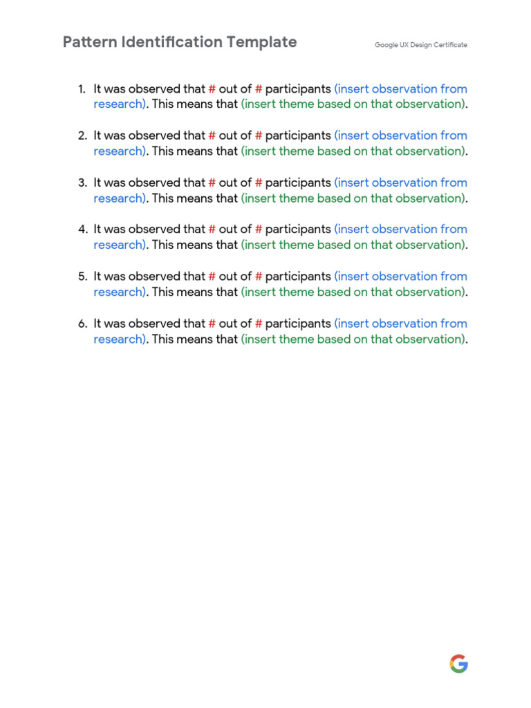 Pattern Identification Template | PDF