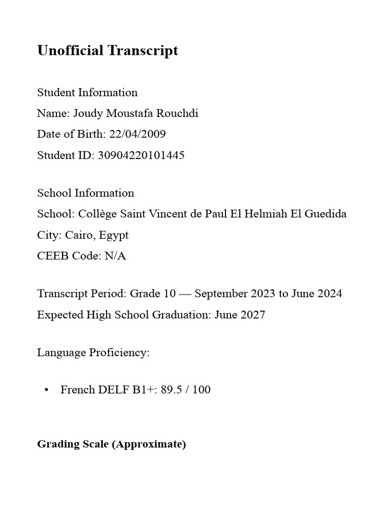 PDF.unofficial Transcript | PDF