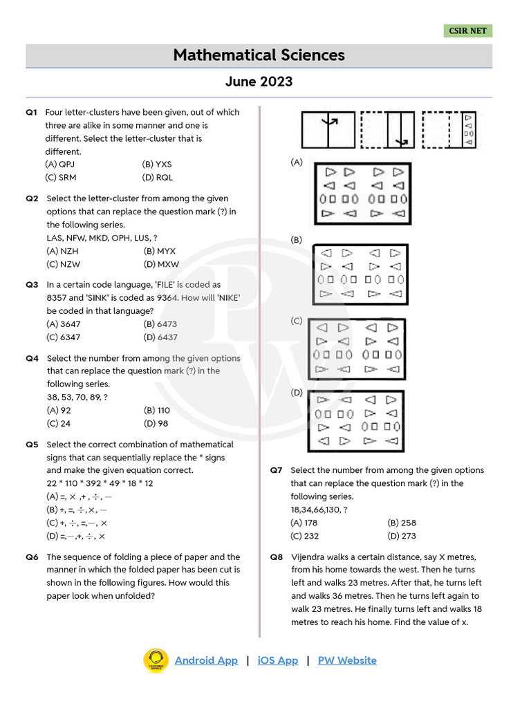 Mathematical Sciences June 2023 | PDF | Real Number | Function ...