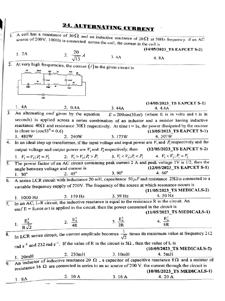 Alternating Currents Class 12 | PDF