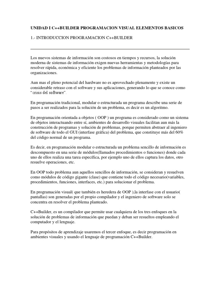 Introducción a C++Builder 6 | PDF | C ++ | Programación de computadoras