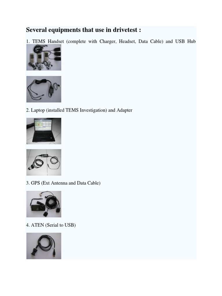 Drive Test Equipment and Procedures Guide | PDF | Usb | Image Scanner