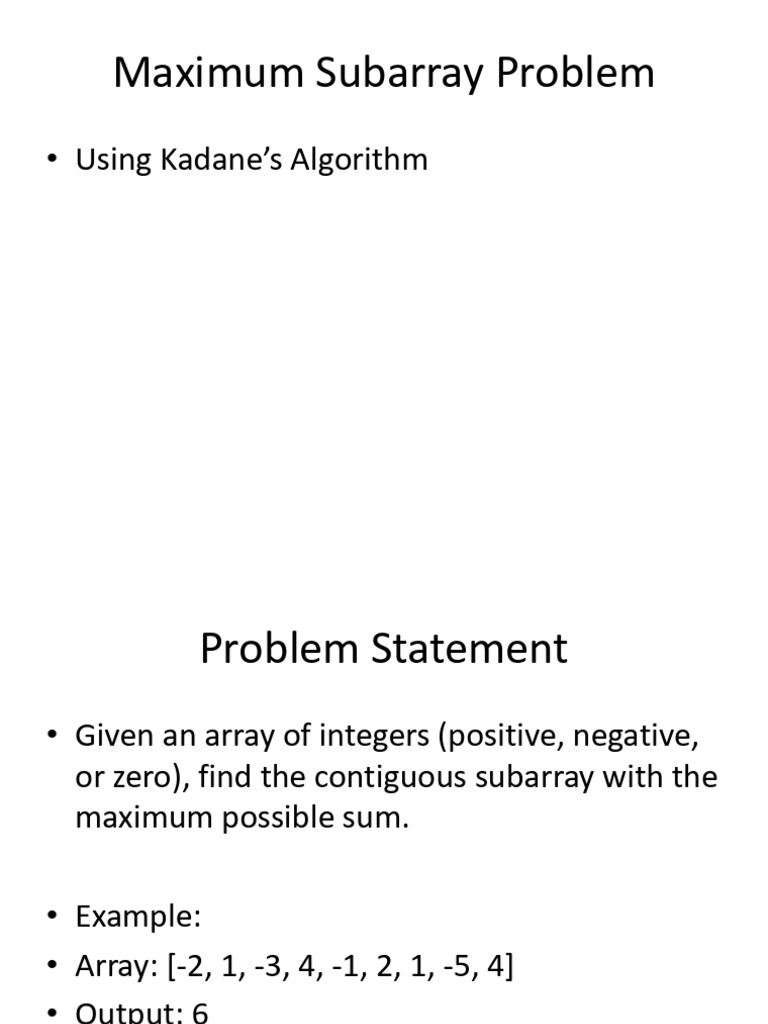 Maximum Subarray Sum | PDF