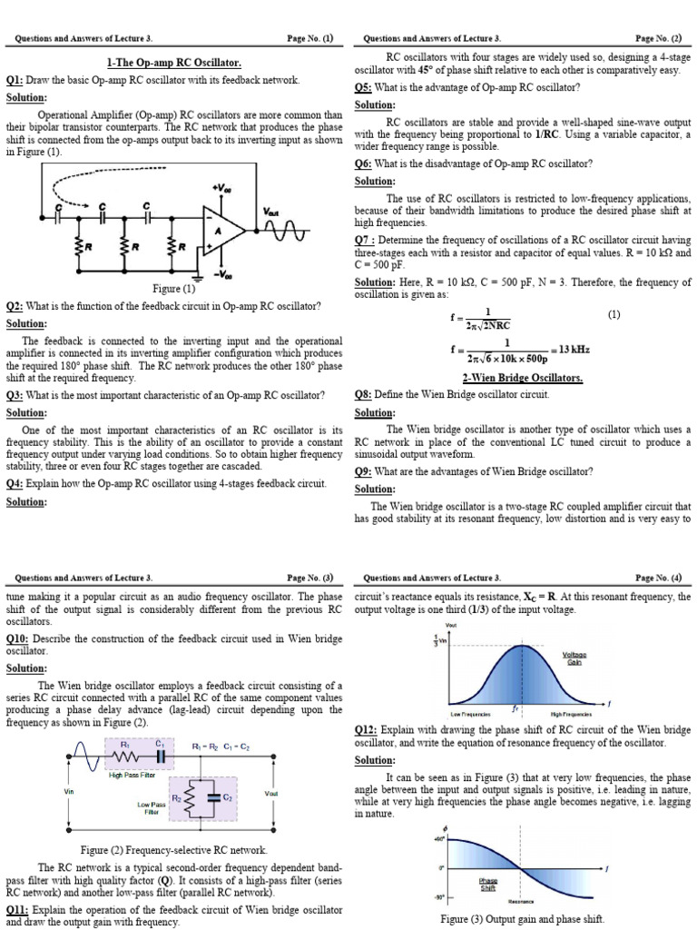 Questions and Answers of Lecture 3 | PDF | Electronic Oscillator ...