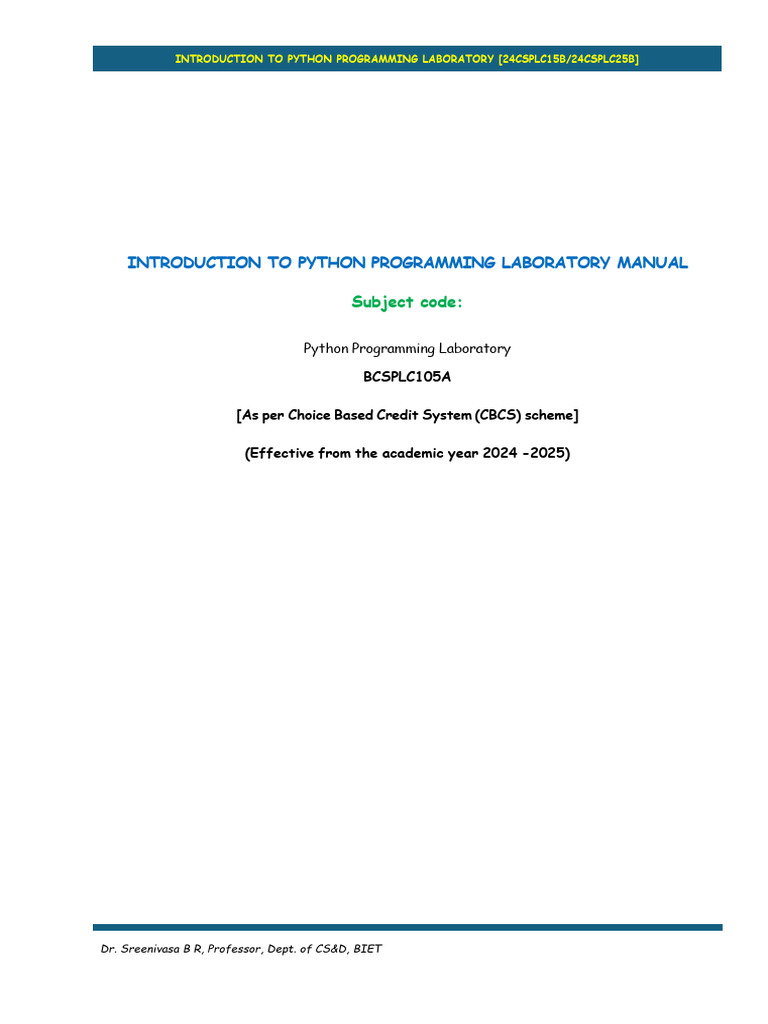 Introduction to Python Programming Laboratory Manual | PDF | Complex ...