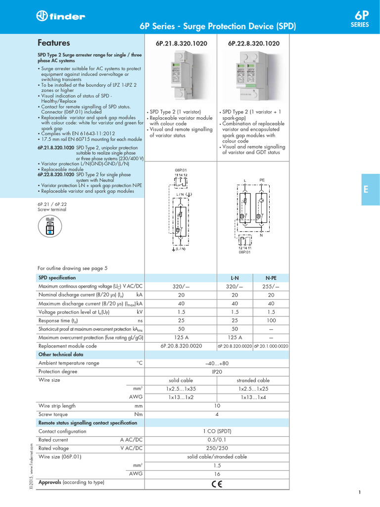 Surge-protection-Device 6 P FINDER | PDF | Alternating Current | Fuse ...