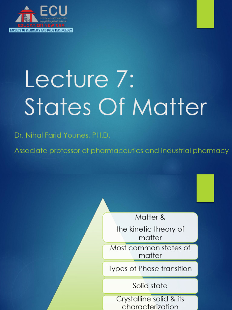 Lecture 7- States of Matter | PDF | Crystal | Solid