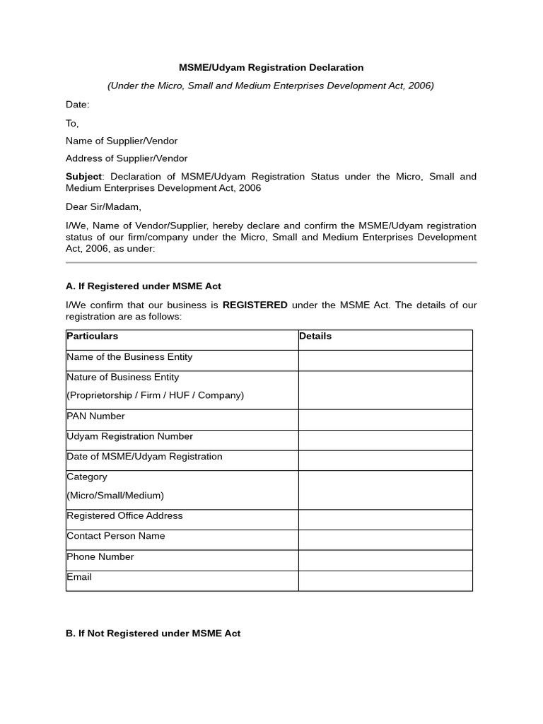 MSME Declaration | PDF