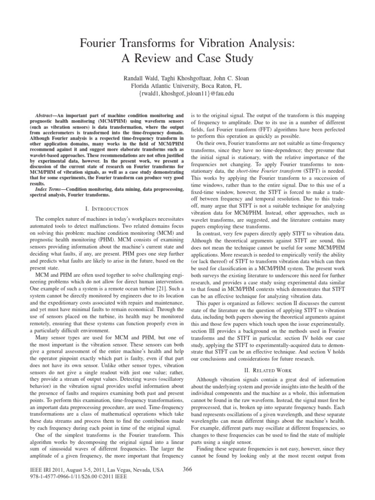 Fourier Transforms for Vibration Analysis | PDF | Wavelet | Receiver ...