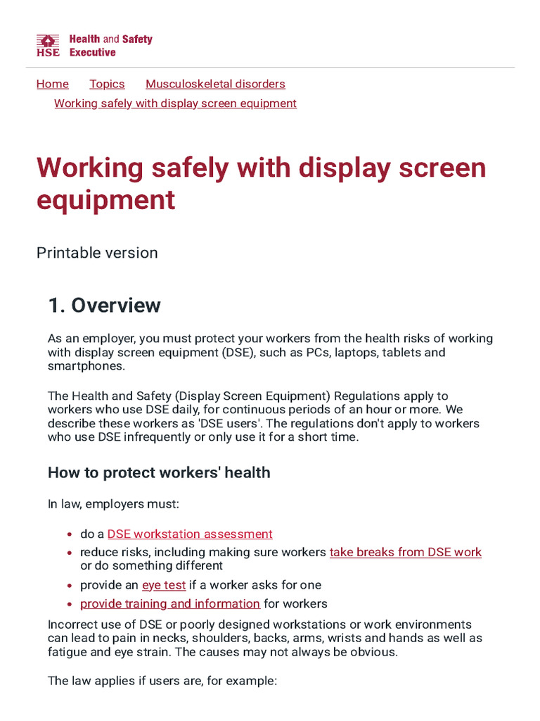 Print_ Working Safely With Display Screen Equipment | PDF | Glasses ...