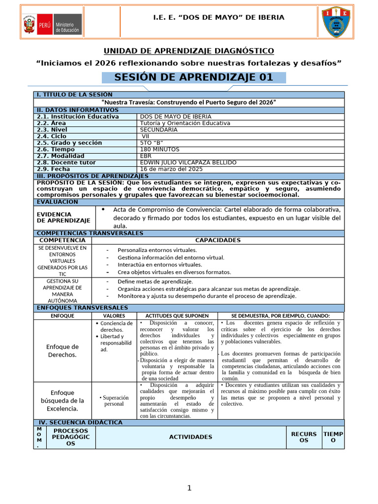 Sesión 16 de Marzo Del 2026 | PDF | Aprendizaje | Enseñando