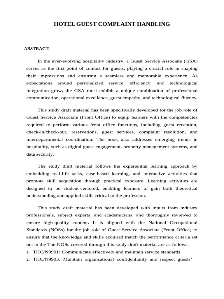 Hotel Guest Complaint Handling | PDF | Credit Card | Invoice