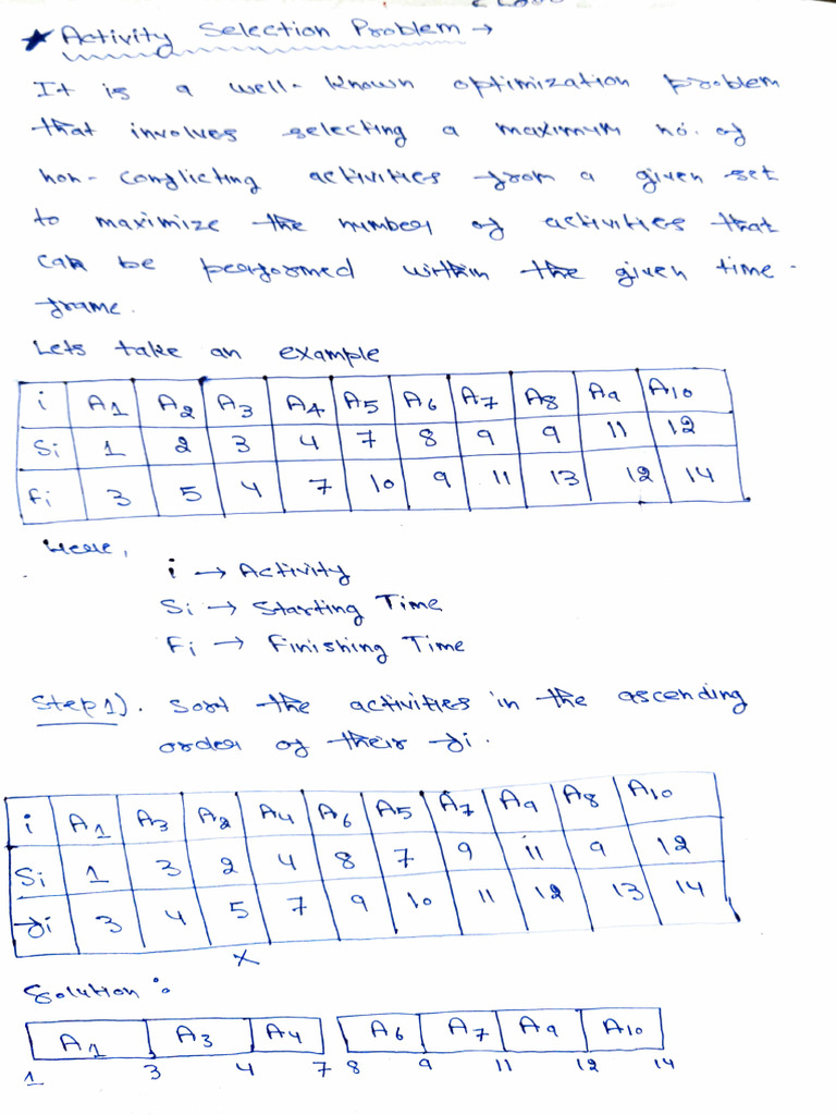Activity Selection Problem | PDF
