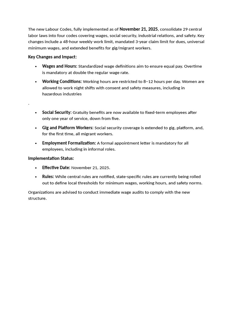 The New Labour Codes | PDF