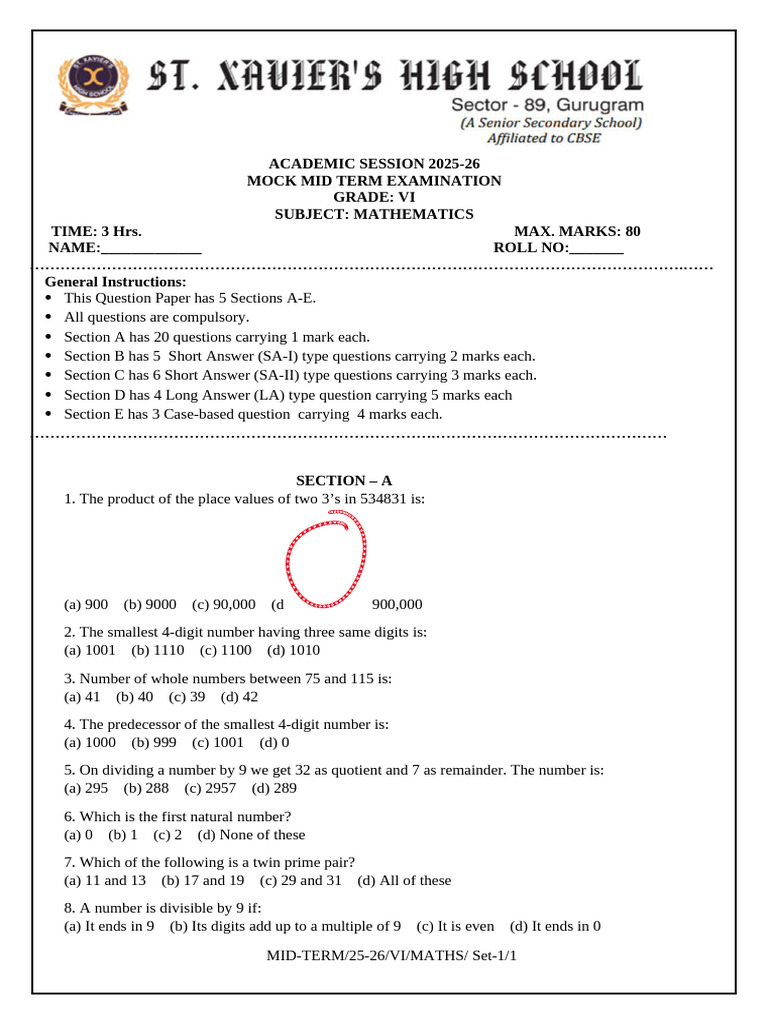 Mid Term Math MOCK Worksheet | PDF | Rectangle | Mathematics